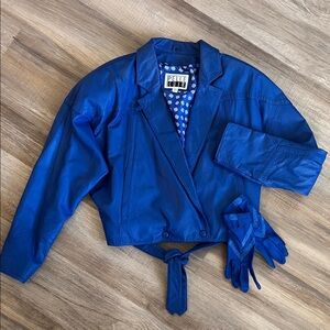 Vintage 80’s Leather jacket w/ matching Isotoner gloves